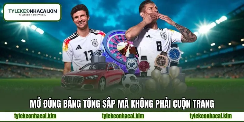 Mở đúng bảng tổng sắp mà không phải cuộn trang